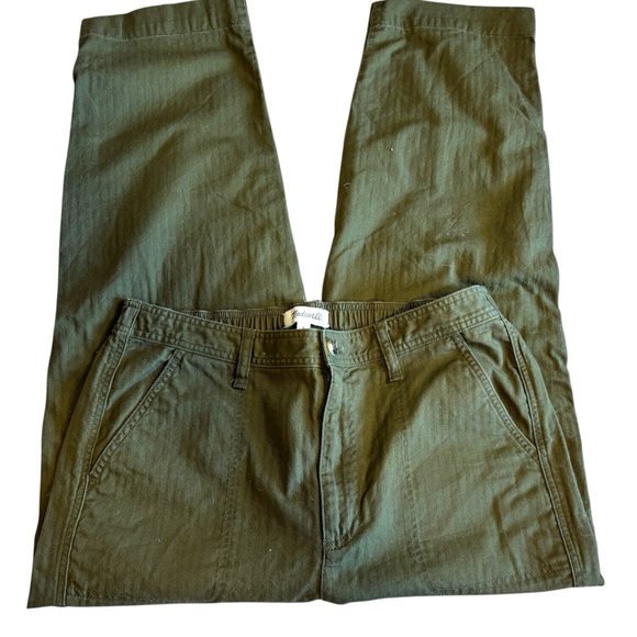 Madewell Pants - Madewell Easy Straight Pants Women's Large Green Cotton Twill Stretch